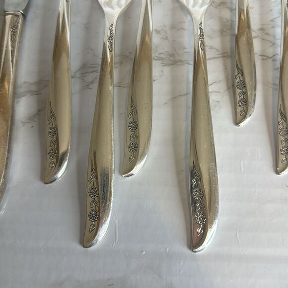 Wm A Rogers Oneida LADY CATHERINE Pattern Silverplate Flatware 12 piece set - Picture 5 of 11
